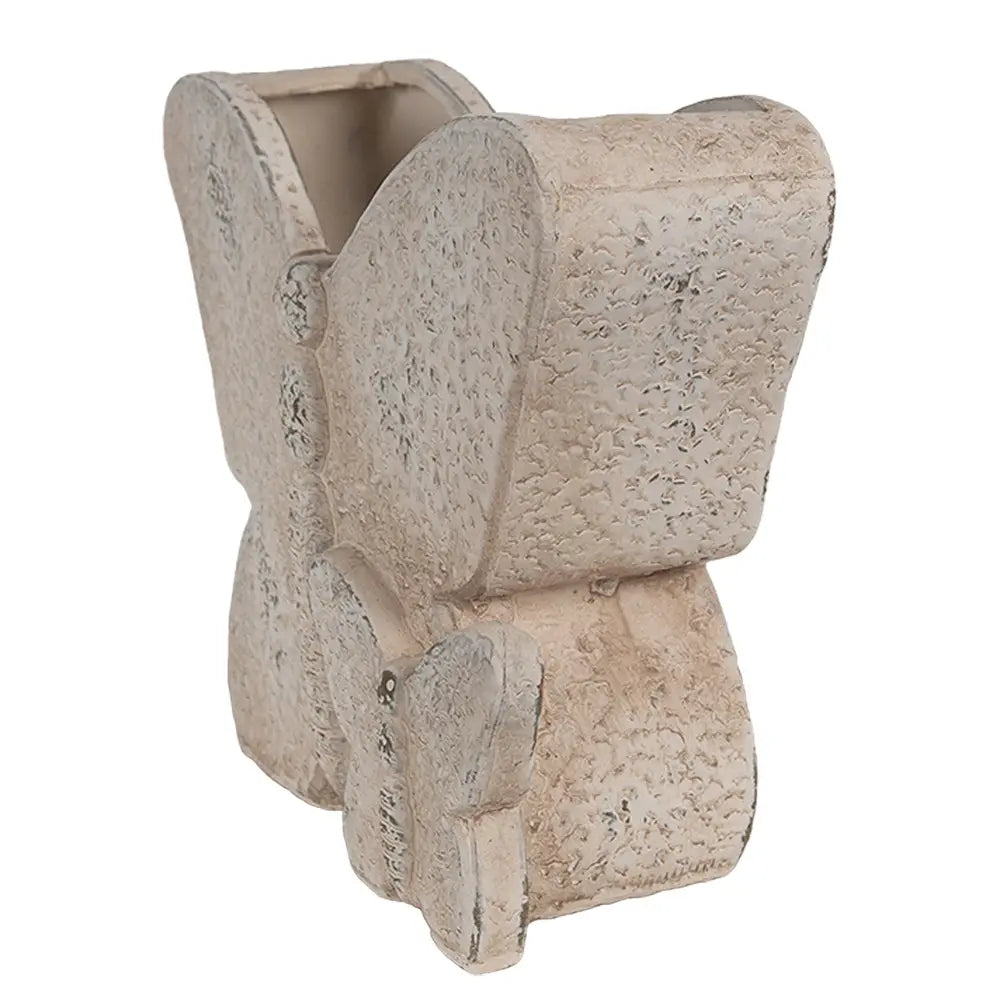 Blomsterpotte med sommerfugldesign – beige stein