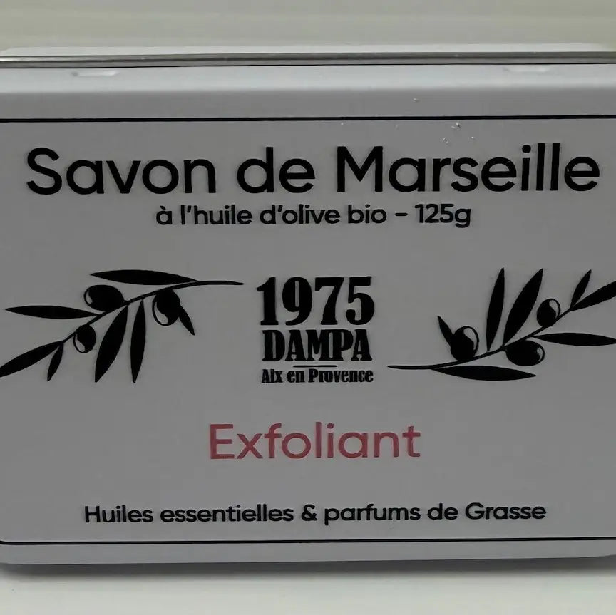 Eksfolierende Marseille Såpe med Druekjerne – 125 g – i Metallboks