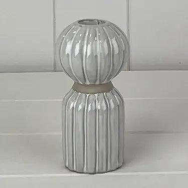 Glasert Keramikk Lysestake med Strukturdetaljer