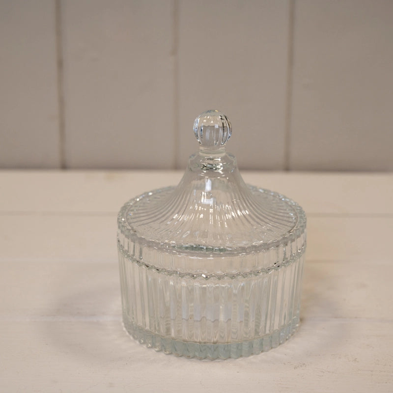 Dekorativ glasskrukke i klart glass