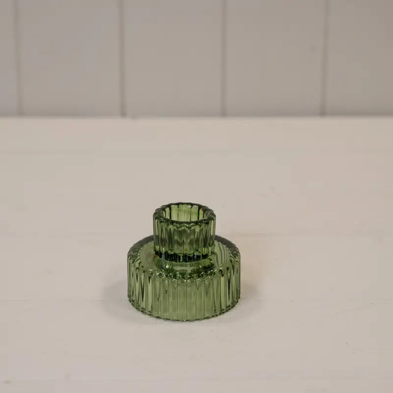 Vintage Grønn Lysestake i Glass