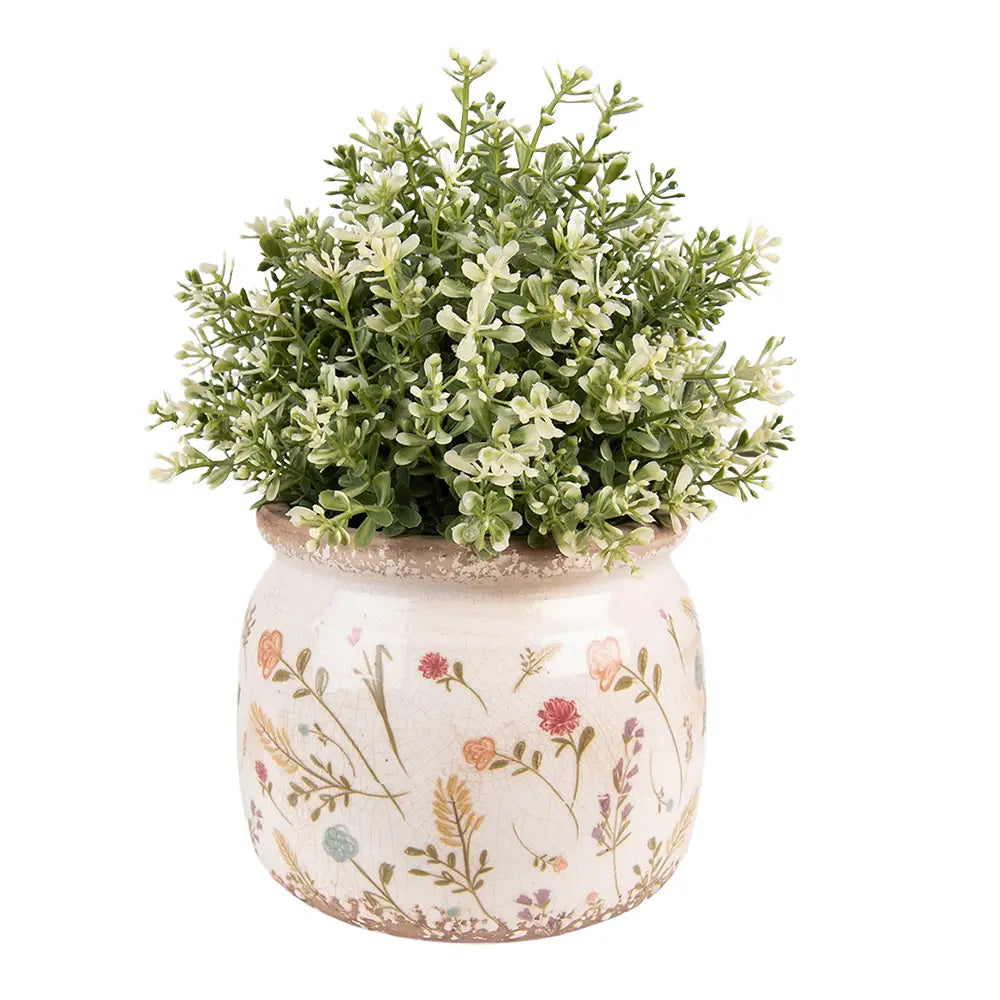 Blomsterpotte med blomstermønster – rosa & beige Ø15 cm