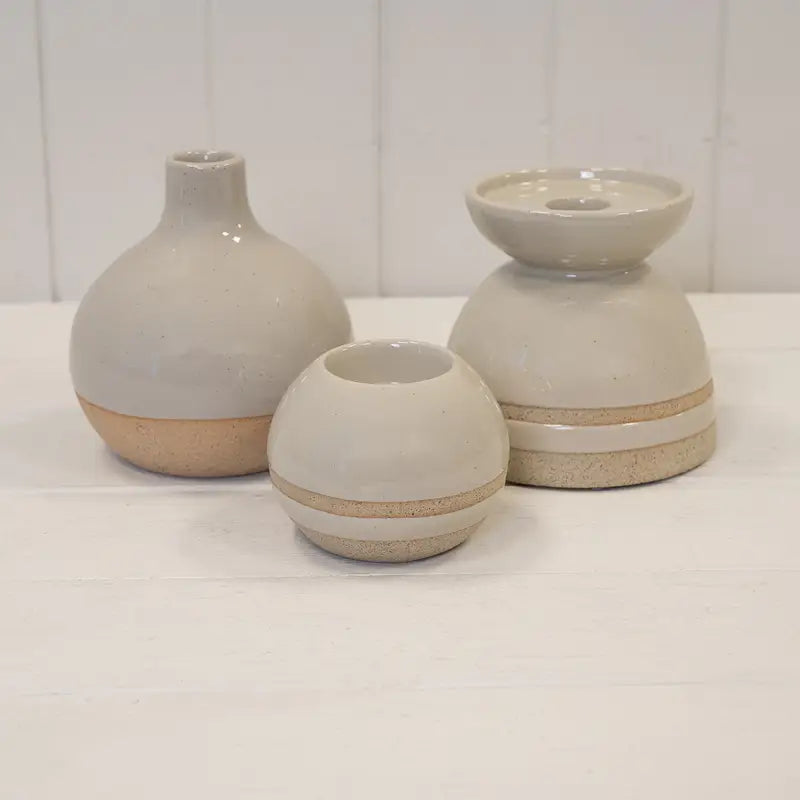 Vase i glasert keramikk – taupe
