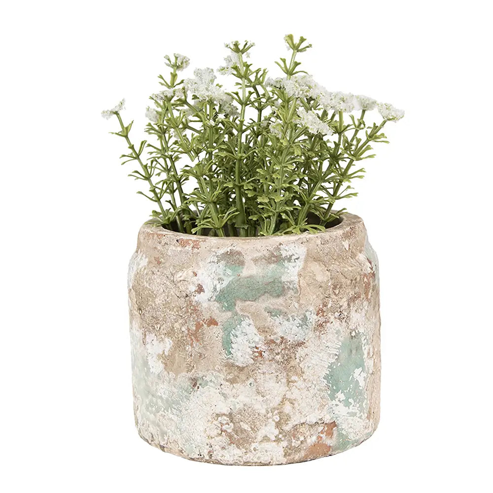 Blomsterpotte i terrakotta – beige & grønn Ø11 cm