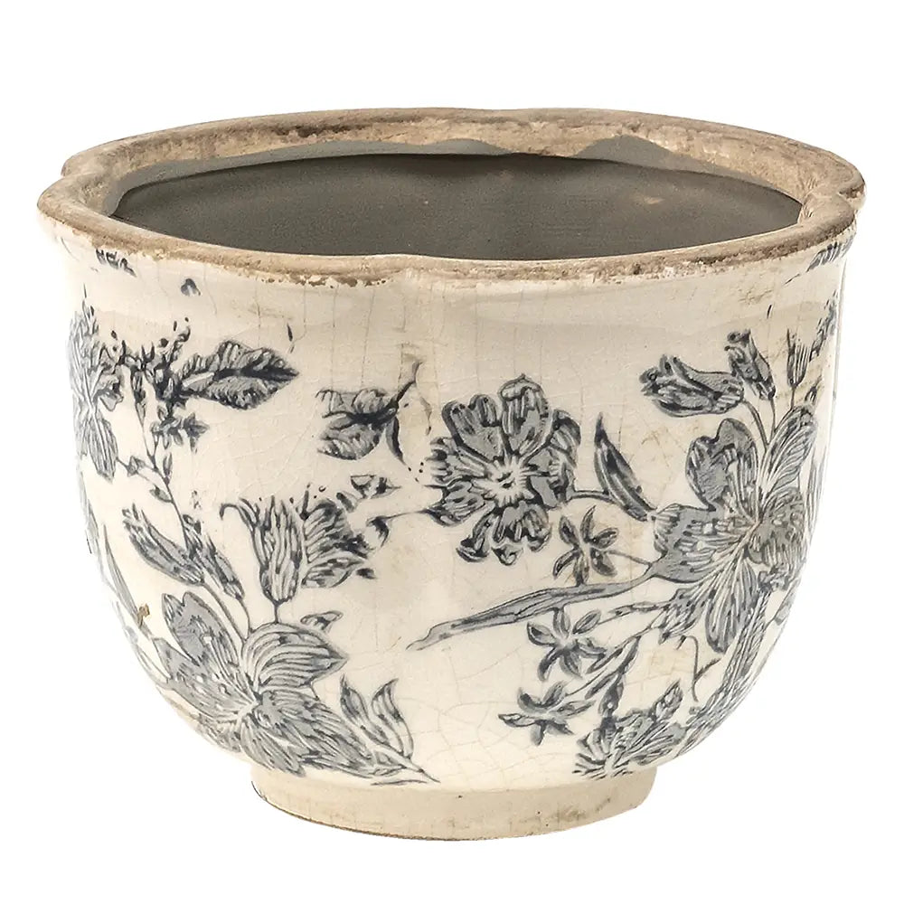 Grå/ Beige blomsterpotte