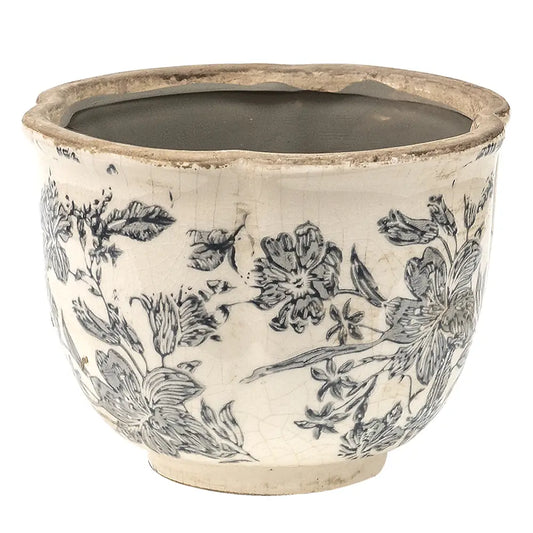 Grå/ Beige blomsterpotte