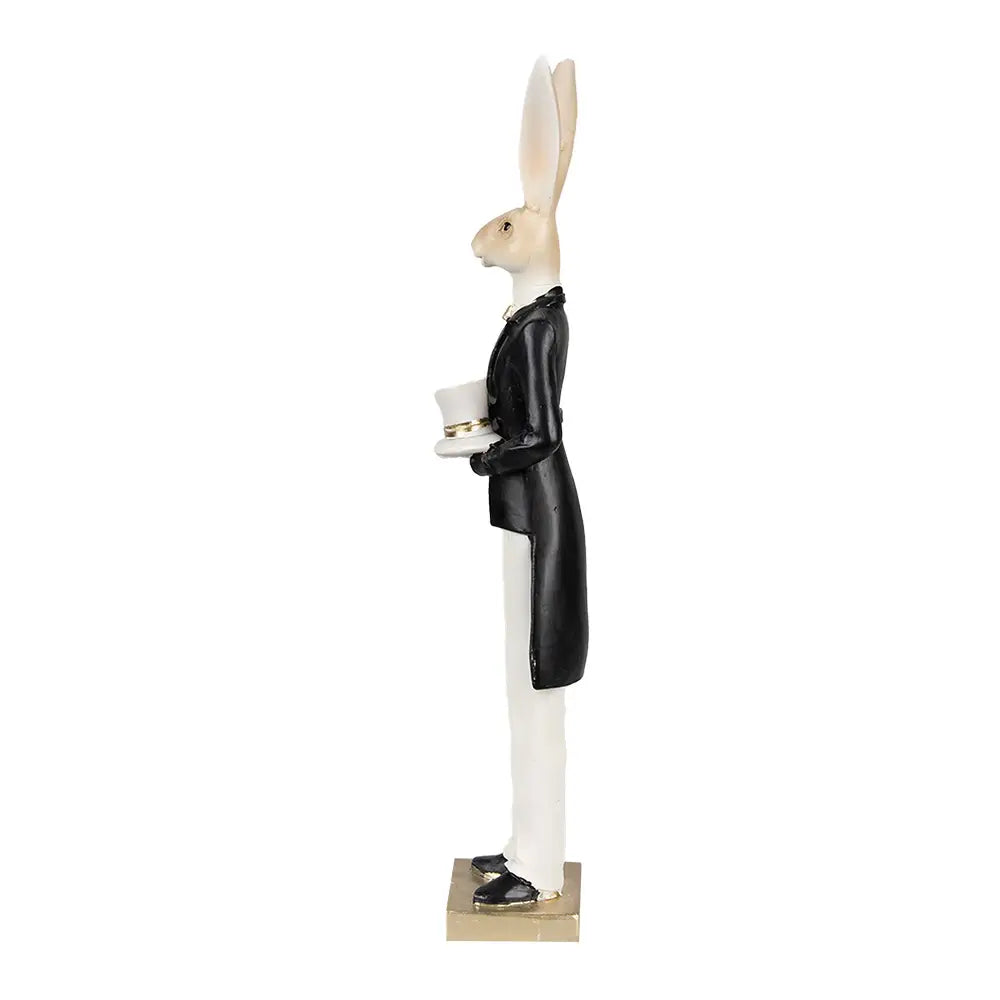 Dekorativ kaninfigur – beige & sort 32 cm