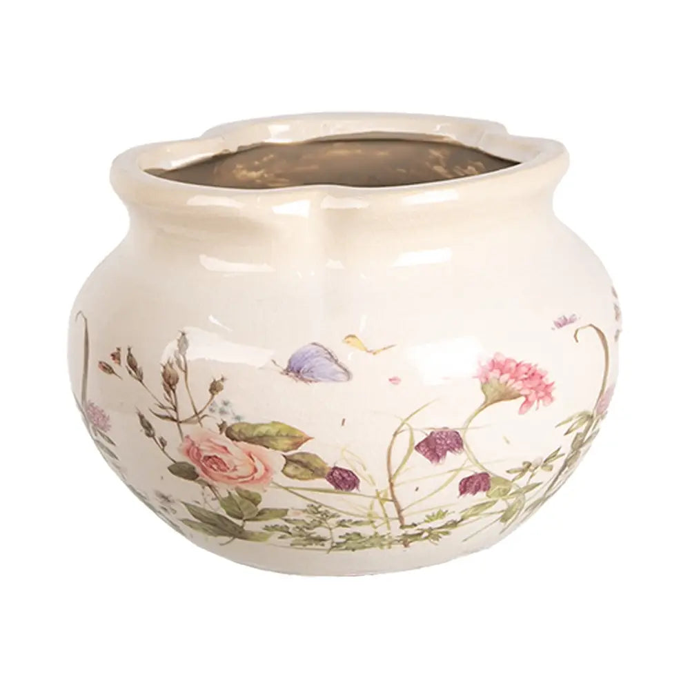 Blomsterpotte i keramikk med rosedesign