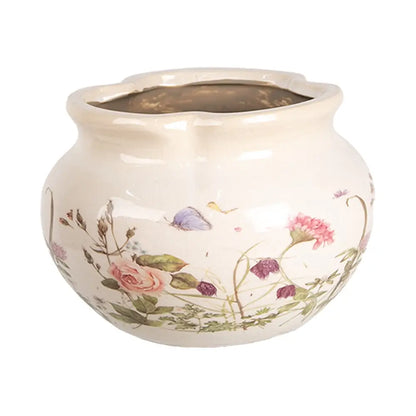 Blomsterpotte i keramikk med rosedesign