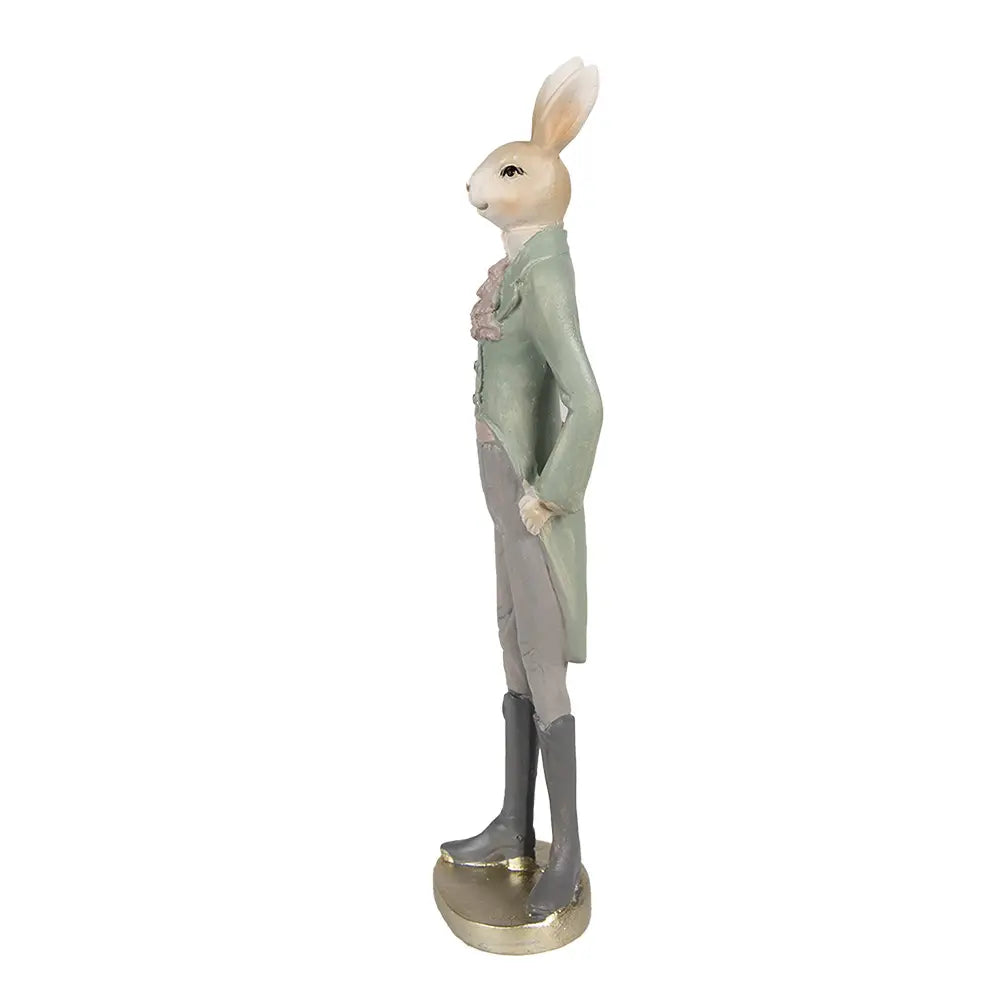 Dekorativ kaninfigur – beige & grønn 40 cm