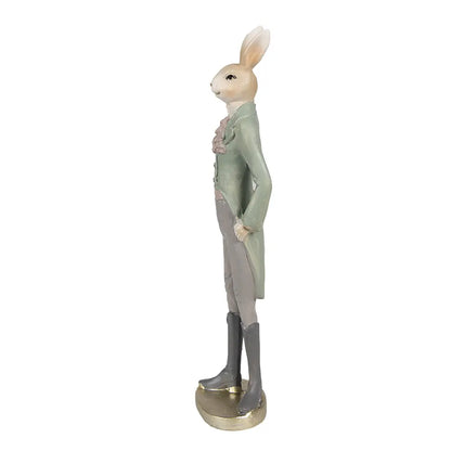 Dekorativ kaninfigur – beige & grønn 40 cm