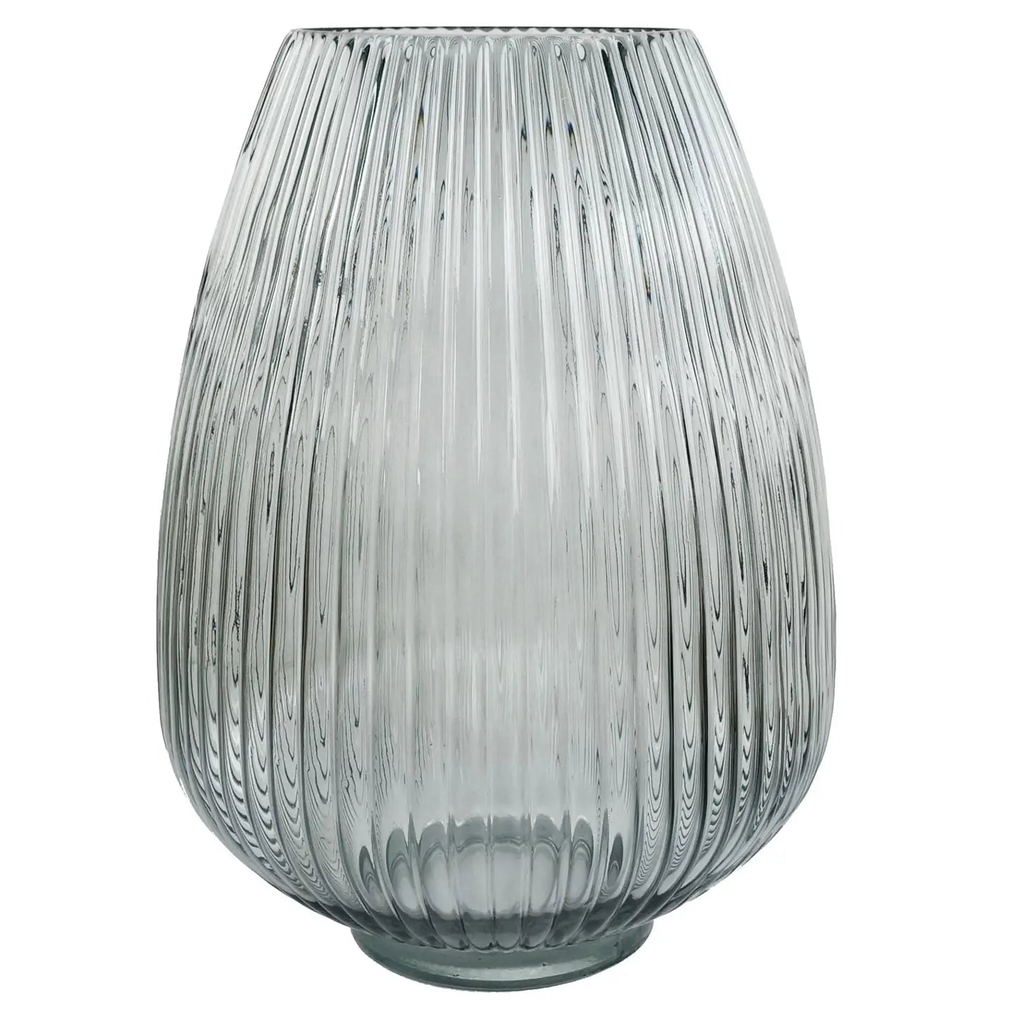 Botanik Glassvase med Rillet Mønster – Røykgrå – 30 cm