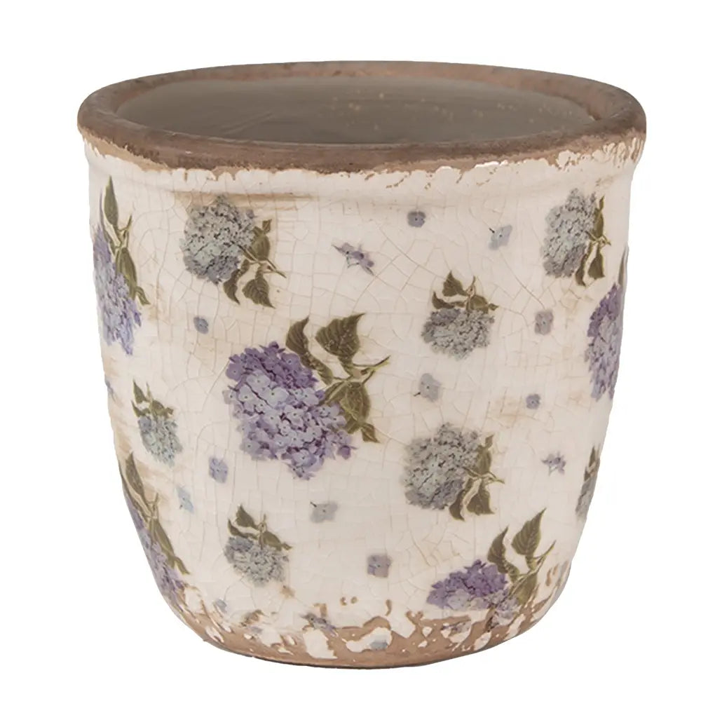 Blomsterpotte Ø 11 cm – Beige/Blå Keramikk