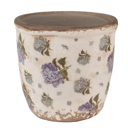 Blomsterpotte Ø 11 cm – Beige/Blå Keramikk