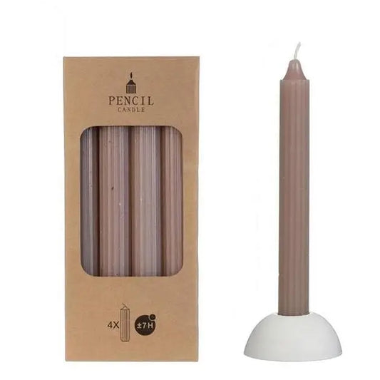 Pencil Candle Set – Taupe (Sett á 4)