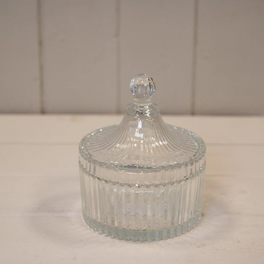 Dekorativ glasskrukke i klart glass
