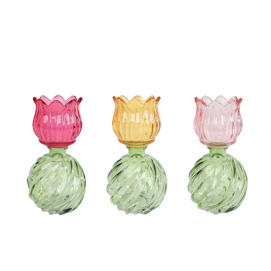 Tulipan Telysholder i Glass