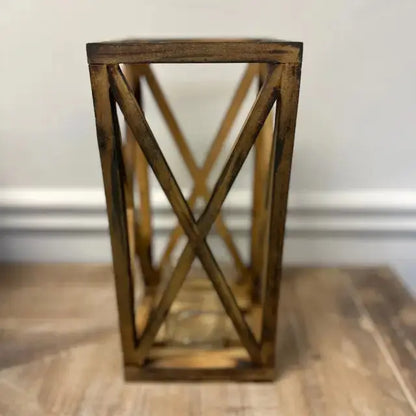 Lanterner i tre med glass – sett med 2