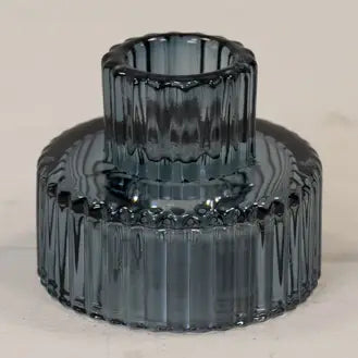 Blå Lysestake i Glass