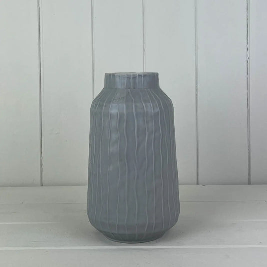 Glasert vase i pastellgrå – 19 cm