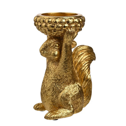 Hestia telysholder med ekorn – gull 12 cm