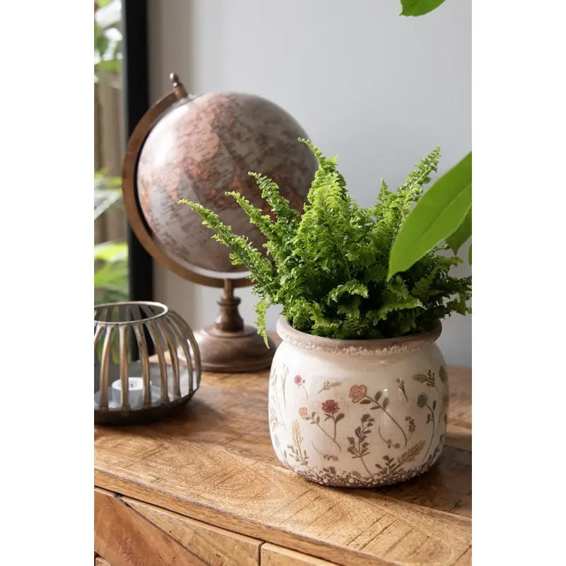 Blomsterpotte med blomstermønster – rosa & beige Ø15 cm