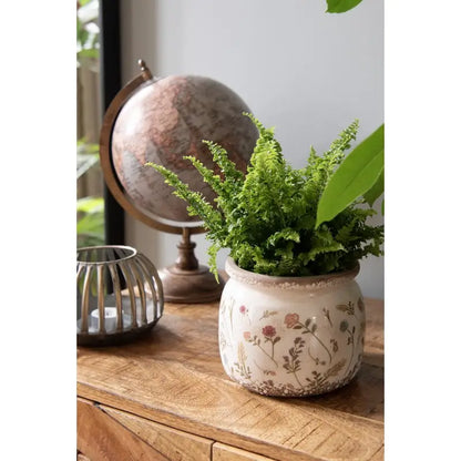 Blomsterpotte med blomstermønster – rosa & beige Ø15 cm