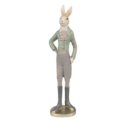 Dekorativ kaninfigur – beige & grønn 40 cm
