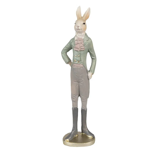 Dekorativ kaninfigur – beige & grønn 40 cm