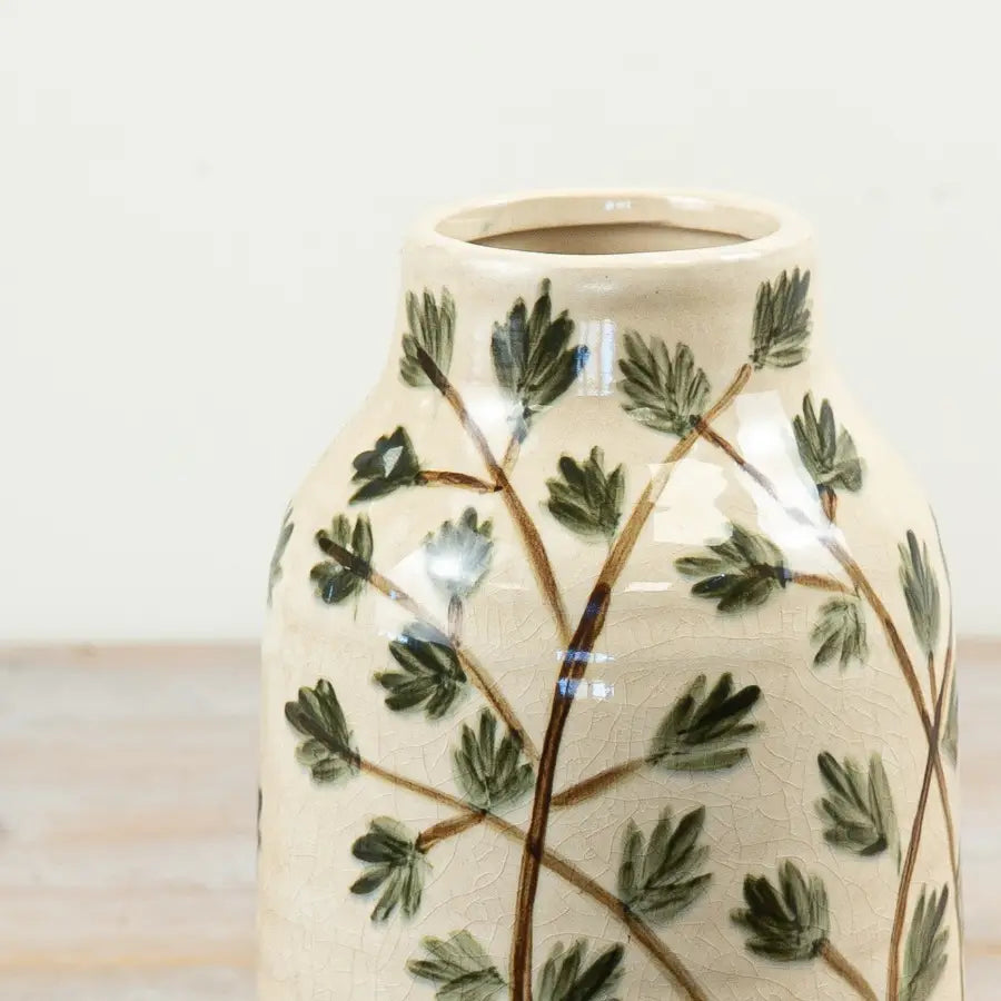 Dekorativ vase med botanisk bladmønster – 30,5 cm