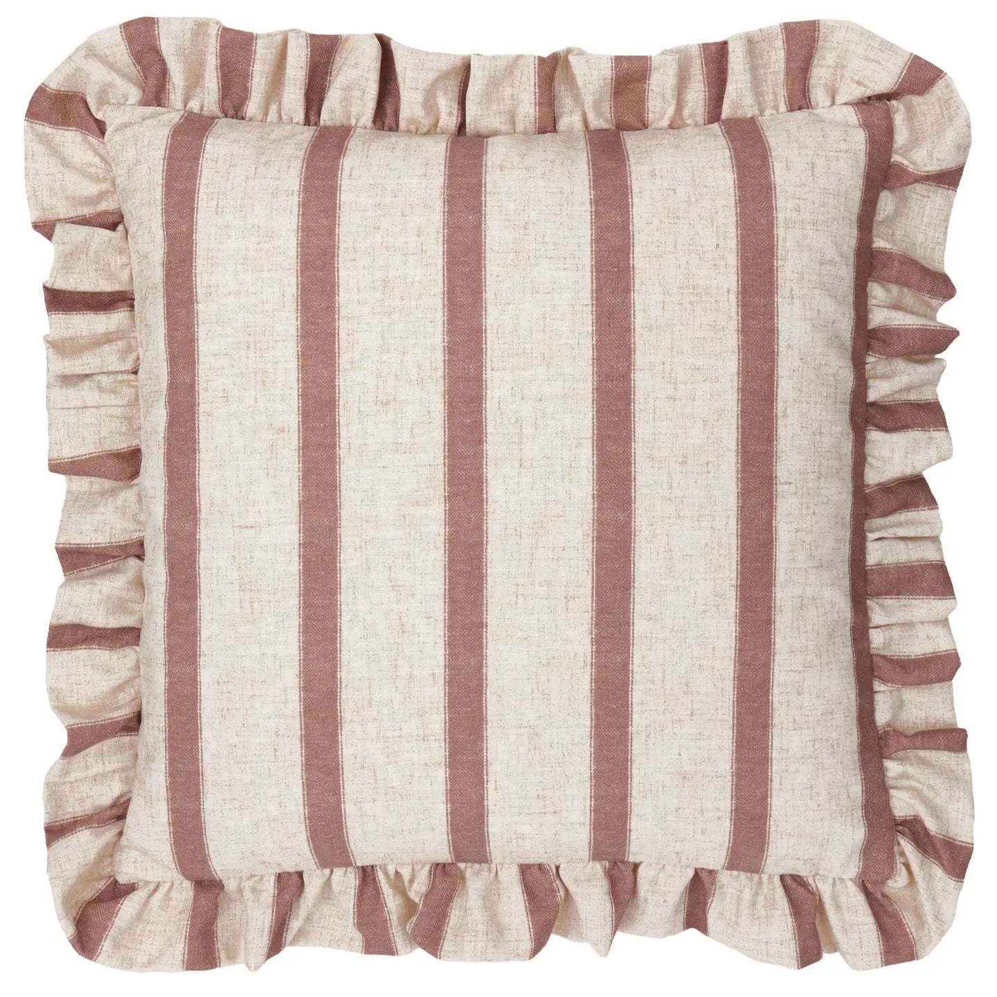 Connie pyntepute med striper og volangkant – 45 x 45 cm