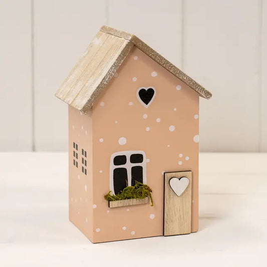 Pink Wooden House Decoration