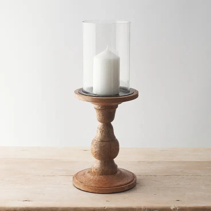 Lysestake i Glass med Trefot – 35 cm