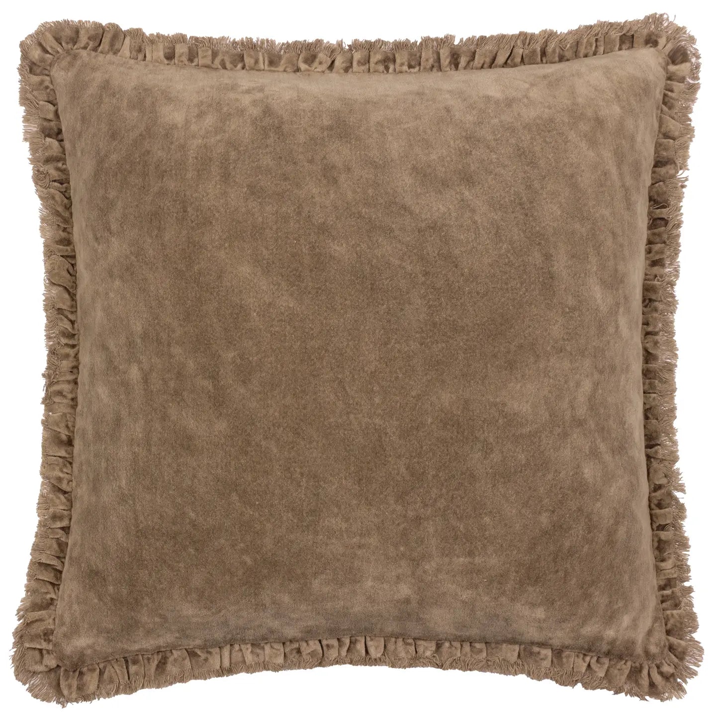 Bertie pyntepute i vasket bomullsfløyel med frynser – 45 x 45 cm