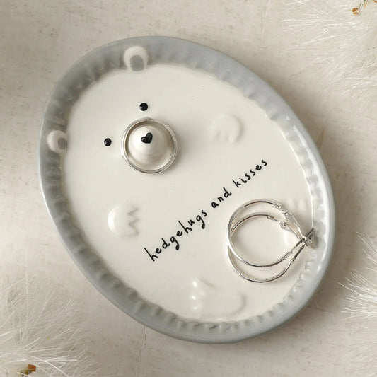 Skål i keramikk – Pinnsvin, hvit og grå