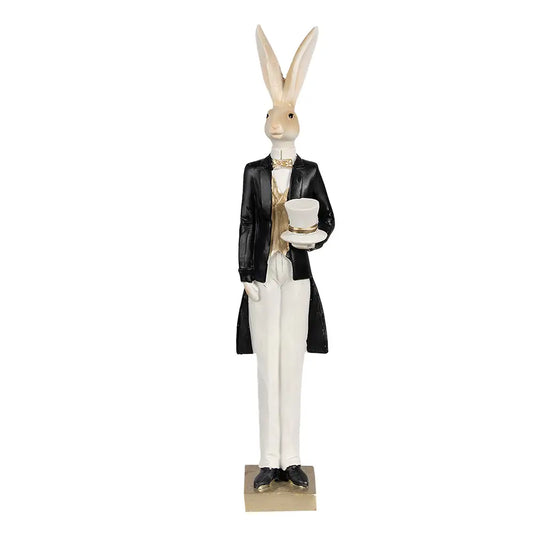 Dekorativ kaninfigur – beige & sort 32 cm
