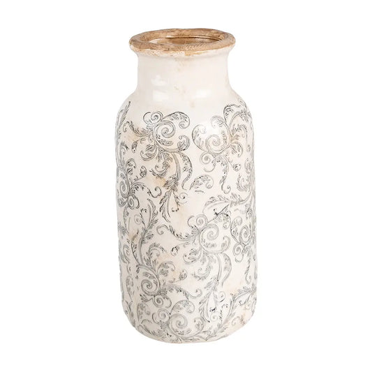 Keramikkvase i beige/grå – 32 cm