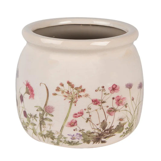 Blomsterpotte i Keramikk med Blomstermotiv | Dekorativ Potte