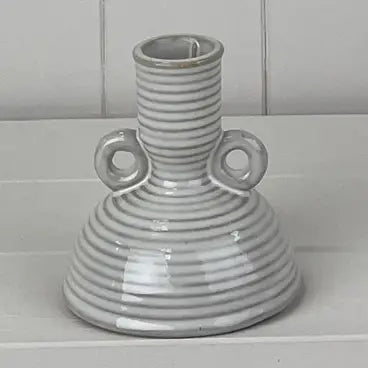 Glasert Keramikk Lysestake med Strukturdetaljer