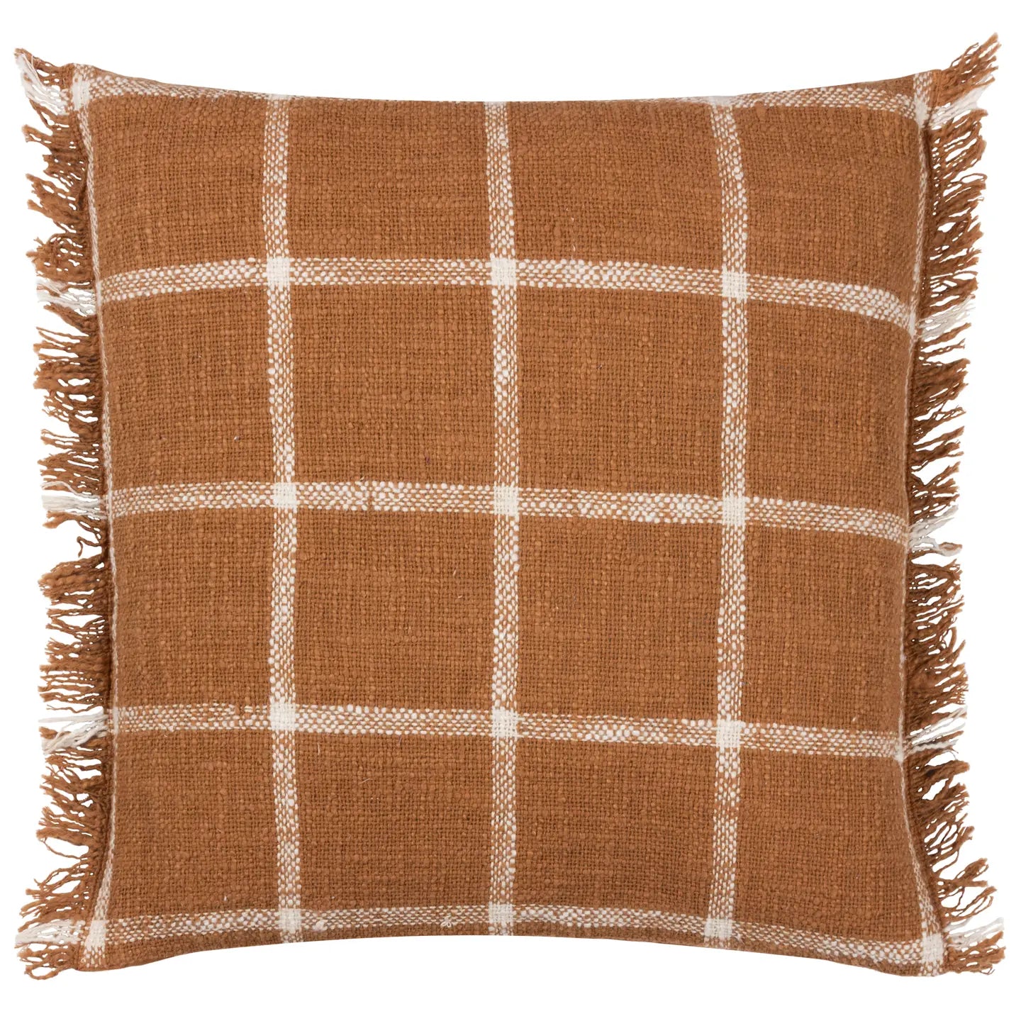 Beni pyntepute med rutemønster og frynser – 45 x 45 cm