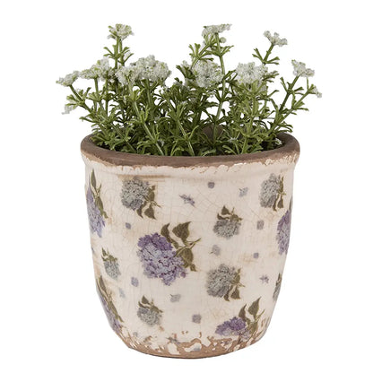 Blomsterpotte Ø 11 cm – Beige/Blå Keramikk