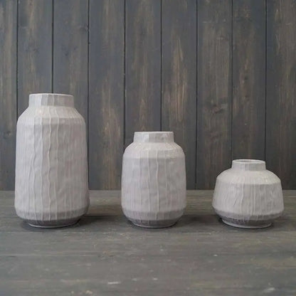 Glasert vase i pastellgrå – 19 cm