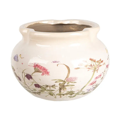 Blomsterpotte i keramikk med rosedesign