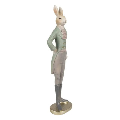 Dekorativ kaninfigur – beige & grønn 40 cm