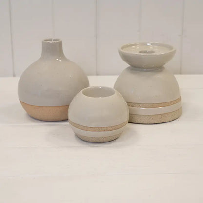 Vase i glasert keramikk – taupe
