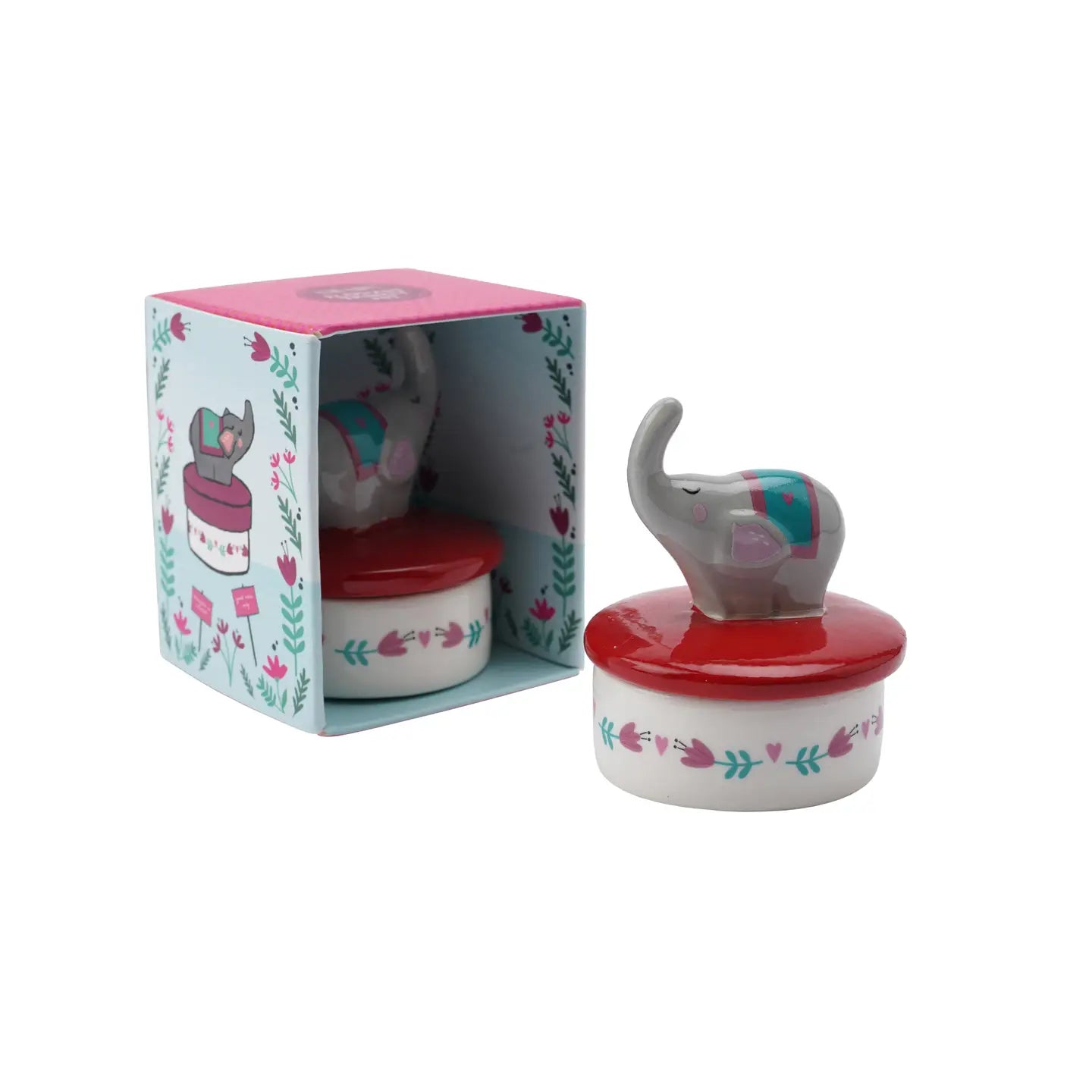 Keramikk Smykkekrukke med Elefantlokk