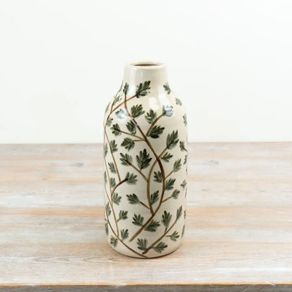 Dekorativ vase med botanisk bladmønster – 30,5 cm