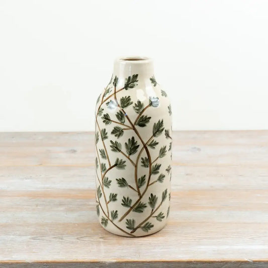 Dekorativ vase med botanisk bladmønster – 30,5 cm