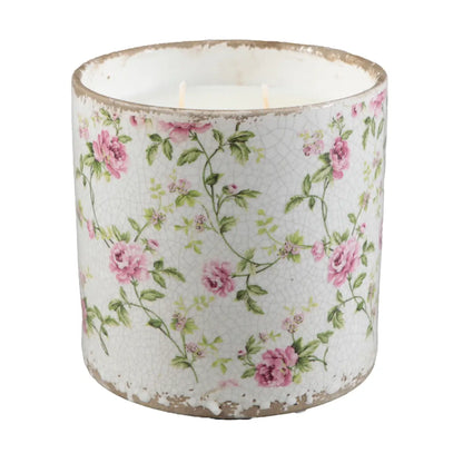 Duftlys i Keramikk med Blomstermønster – Rose Bud