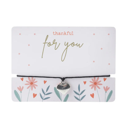 Armbånd med hjerteanheng – «Thankful For You»